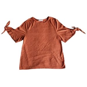 ZARA Basic Short Tie-Sleeve T-Shirt Size Small